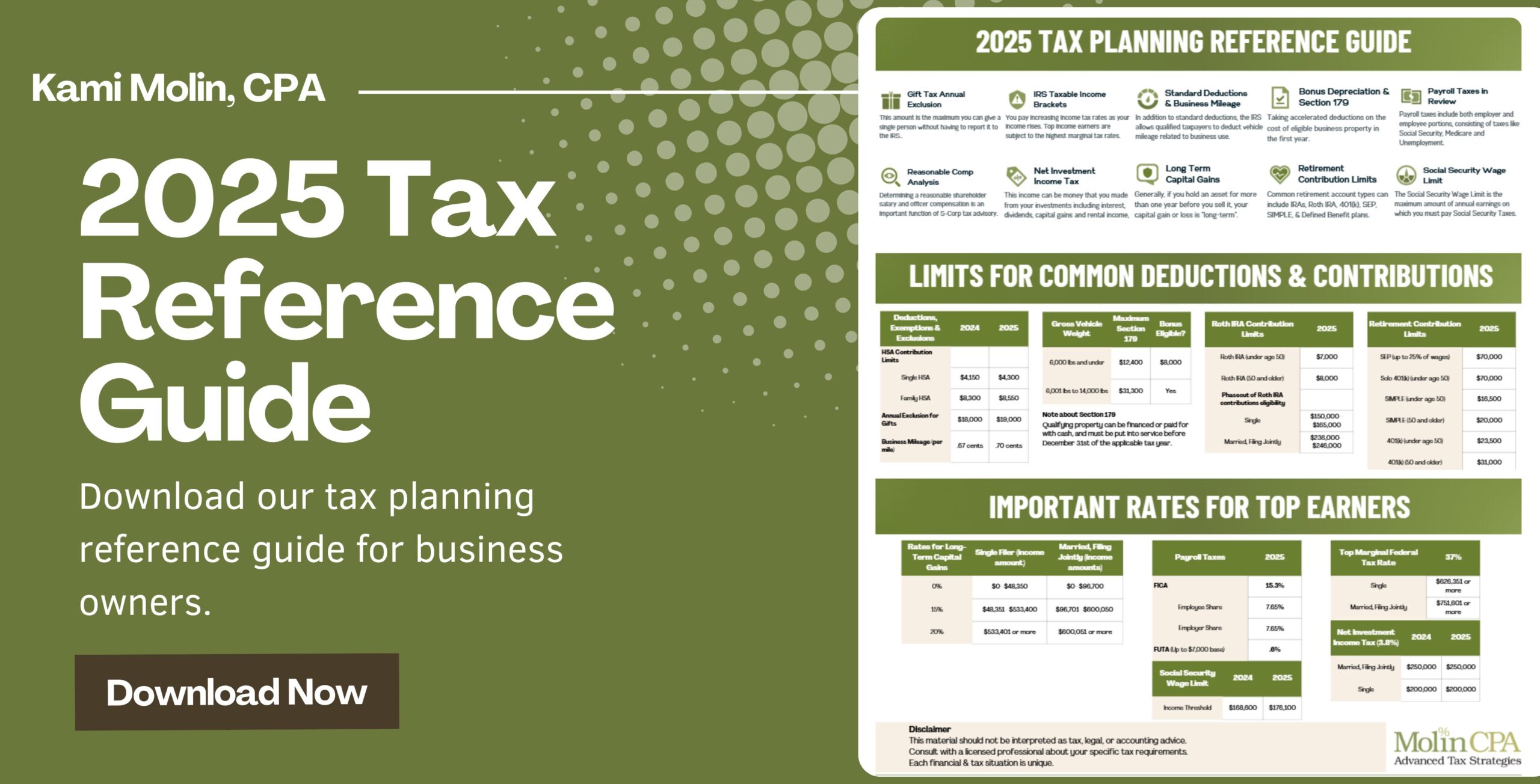 Our updated tax planning reference guide for 2025